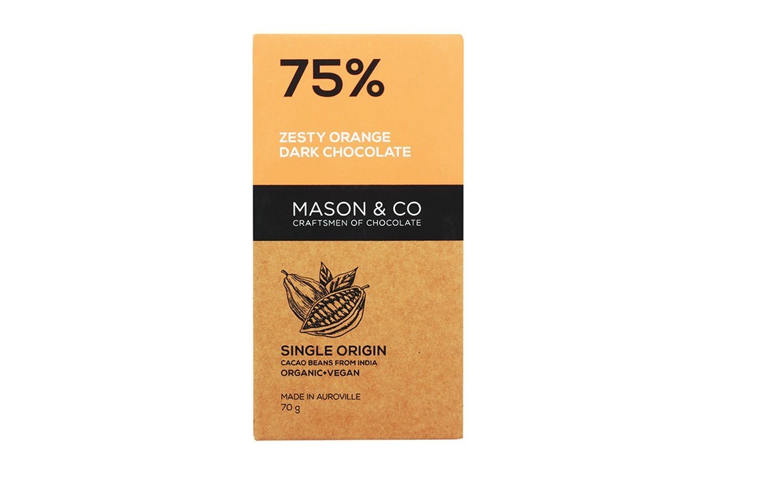 Mason & Co 75% Zesty Orange Dark Chocolate    Box  70 grams